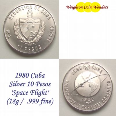 1980 CUBA 10 Pesos Silver Coin – Space Flight 1980 CUBA 10 Pesos Silver Coin – Space Flight